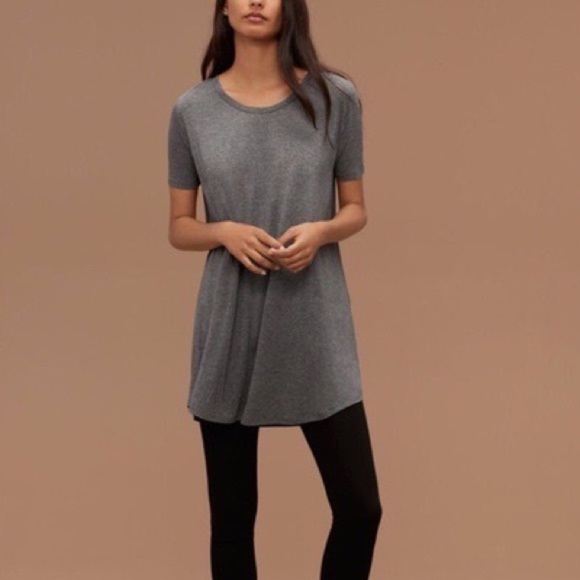Aritzia Talula Bilbao Light Gray Oversized T-Shirt/Tunic Size Small - Picture 2 of 10